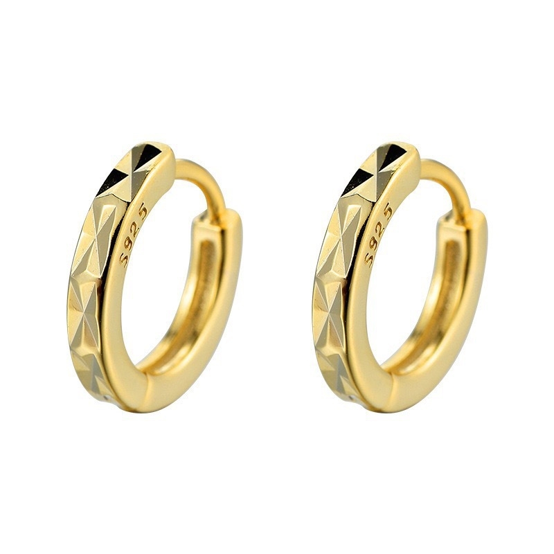 S925 srebro Geometrijski romboidni ear cuffs i hoop naušnice, elektroplatiranje, lagani luksuzni stil, za žene