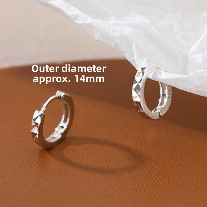 S925 srebro Geometrijski romboidni ear cuffs i hoop naušnice, elektroplatiranje, lagani luksuzni stil, za žene