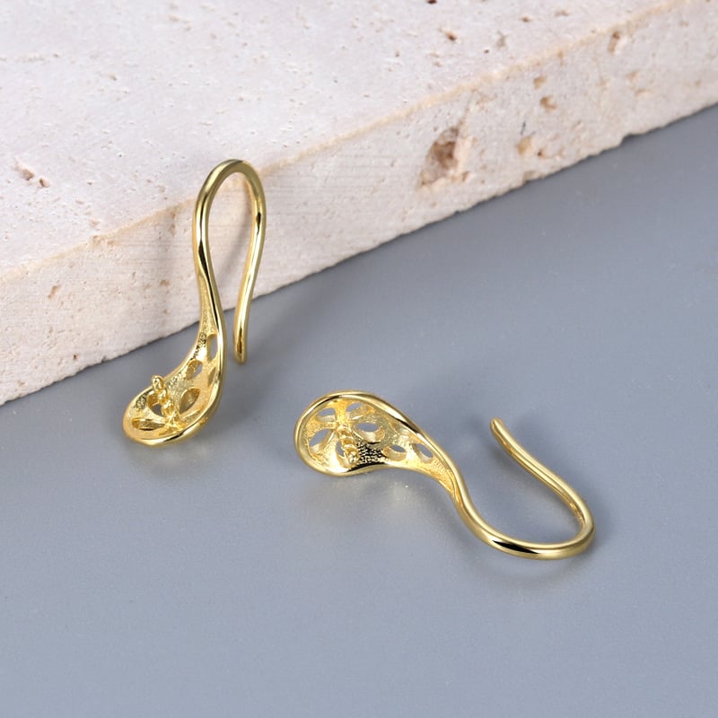 Cercei din argint 925 cu perle de apă dulce 7–14 mm, design tridimensional în formă de linguriță, pentru femei