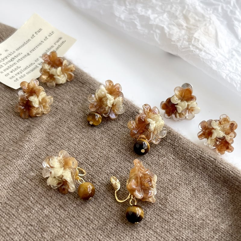 Cercei din cupru, Tiger Eye geometric, Clips de urechi Mosquito Coil, stil vintage, Primăvara 2025