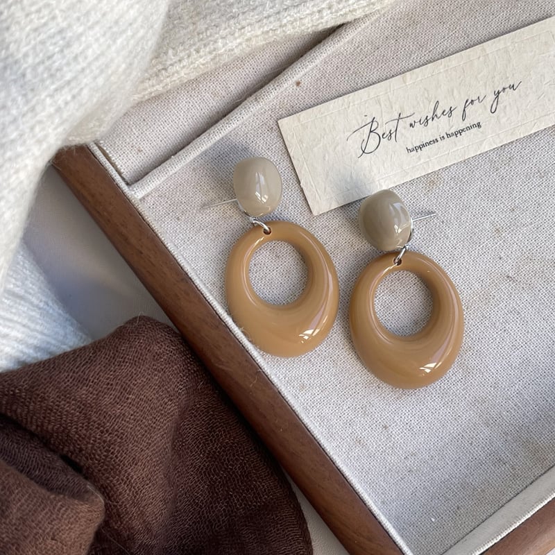 Cercei din cupru, Tiger Eye geometric, Clips de urechi Mosquito Coil, stil vintage, Primăvara 2025