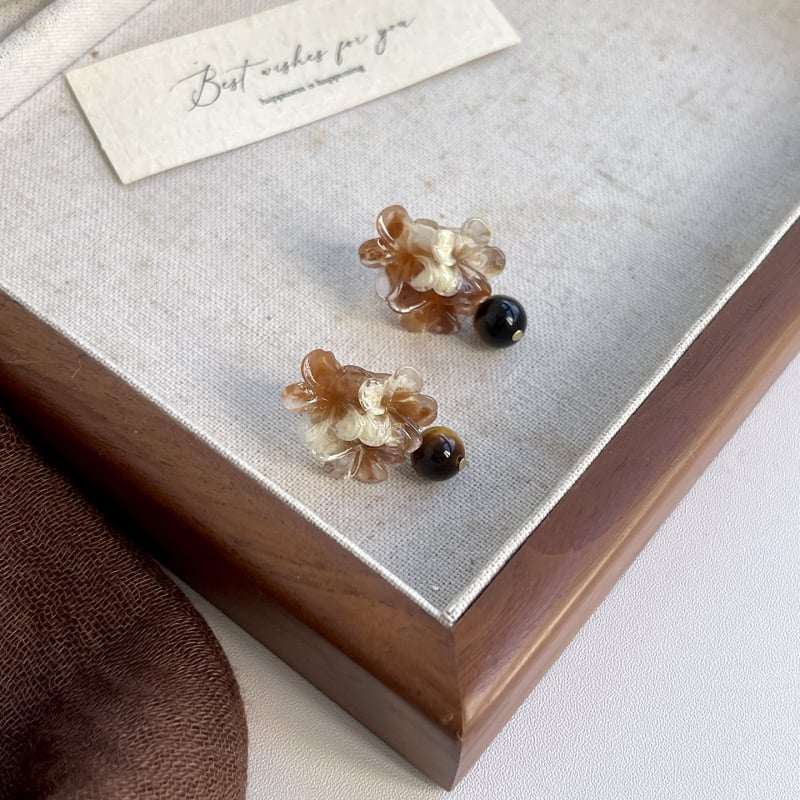 Cercei din cupru, Tiger Eye geometric, Clips de urechi Mosquito Coil, stil vintage, Primăvara 2025