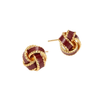 Clipsuri pentru urechi din cupru, nod concentric franțuzesc, fără piercing, elegante pentru femei, finisaj cu ulei