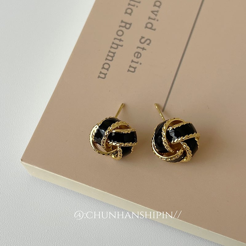 Clipsuri pentru urechi din cupru, nod concentric franțuzesc, fără piercing, elegante pentru femei, finisaj cu ulei