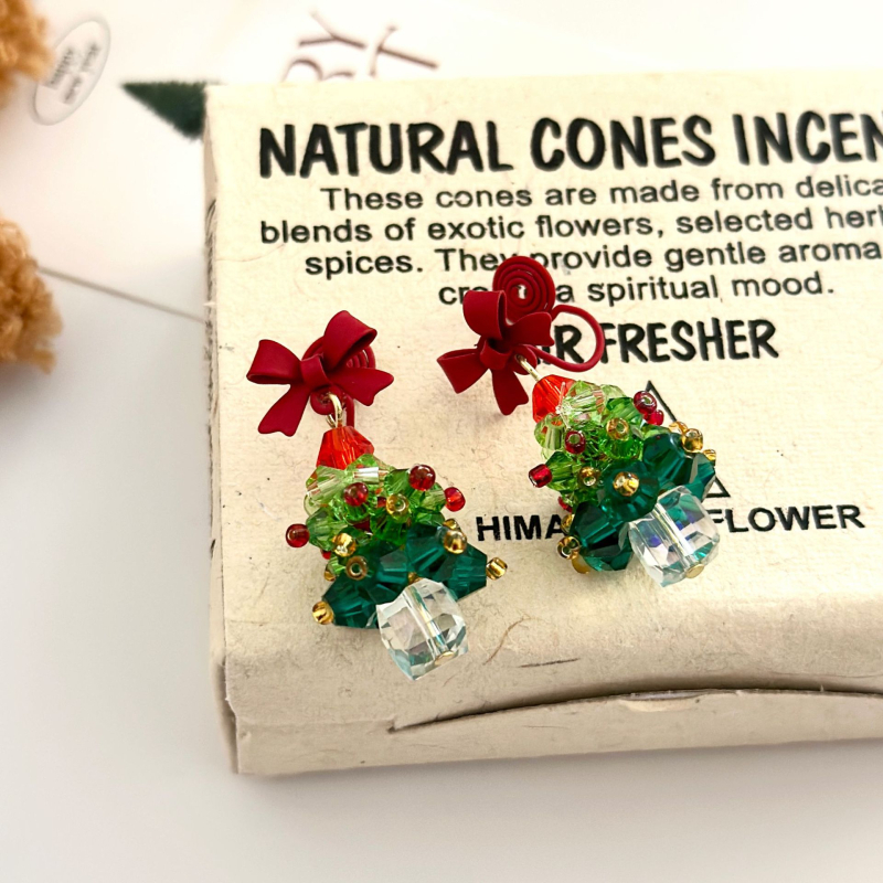 Cercei ediție limitată de sărbători, acrilic, electroplacare, clipsuri de urechi în formă de mosquito coil