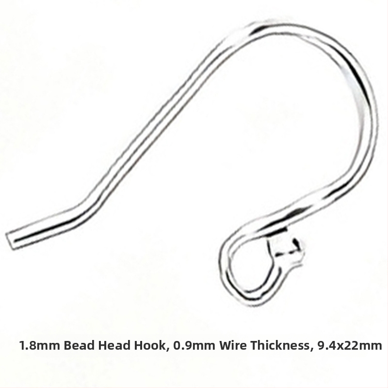 Ασημένια άγκιστρα για τα αυτιά σε σχήμα U από S925 – κεφαλή με χάντρα, εξάρτημα DIY για γυναικεία σκουλαρίκια