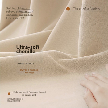 Chenille завеси за пълно затъмнение, боядисани на нишки, френски стил, за дневна, спалня, кабинет, кухня и балкон, едноцветни
