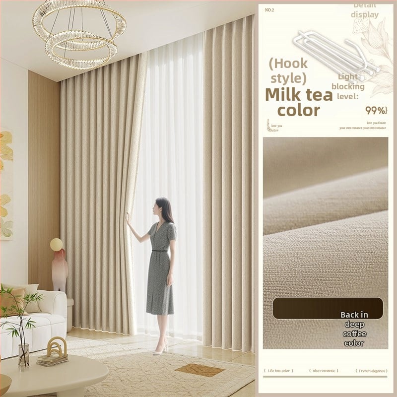 Chenille завеси за пълно затъмнение, боядисани на нишки, френски стил, за дневна, спалня, кабинет, кухня и балкон, едноцветни