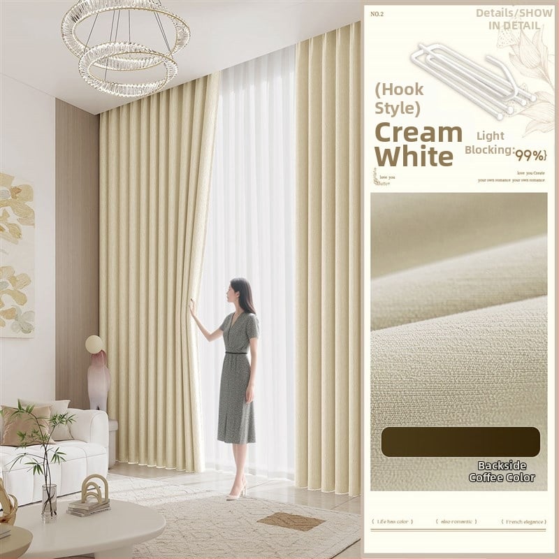 Chenille завеси за пълно затъмнение, боядисани на нишки, френски стил, за дневна, спалня, кабинет, кухня и балкон, едноцветни
