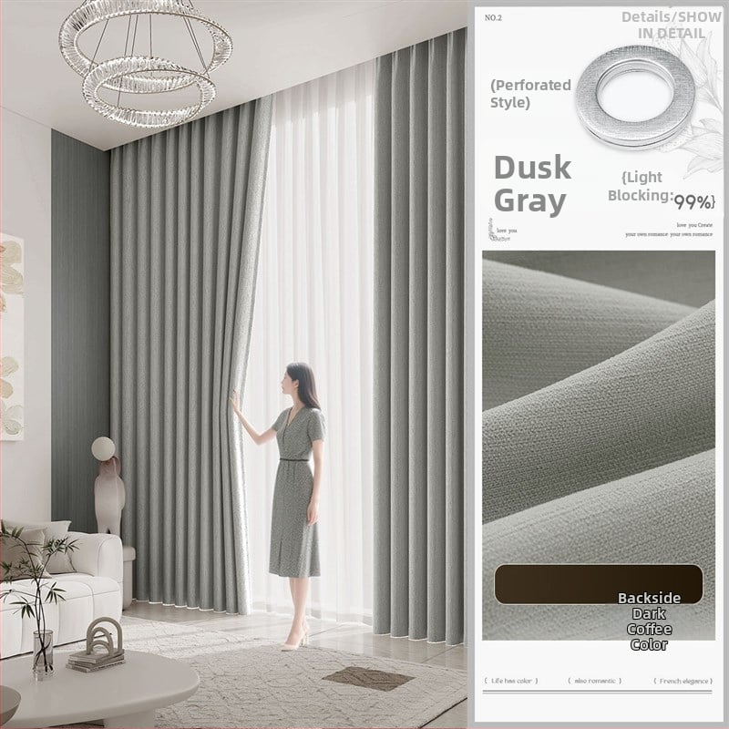 Chenille завеси за пълно затъмнение, боядисани на нишки, френски стил, за дневна, спалня, кабинет, кухня и балкон, едноцветни