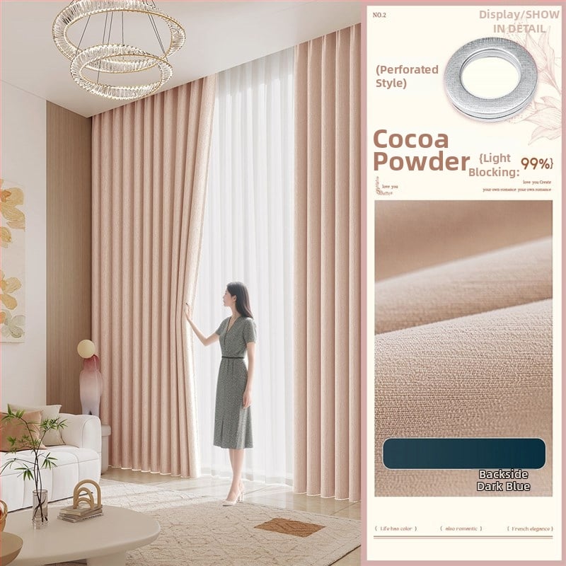Chenille завеси за пълно затъмнение, боядисани на нишки, френски стил, за дневна, спалня, кабинет, кухня и балкон, едноцветни