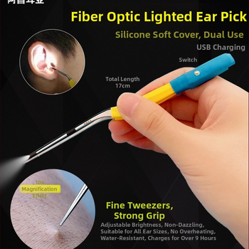 Achang Φωτεινό εργαλείο καθαρισμού αυτιών για παιδιά - Σιλικόνη με μαλακό άκρο, οπτικό παράθυρο, επαναφορτιζόμενο