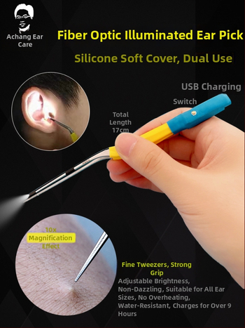 Achang Φωτεινό εργαλείο καθαρισμού αυτιών για παιδιά - Σιλικόνη με μαλακό άκρο, οπτικό παράθυρο, επαναφορτιζόμενο