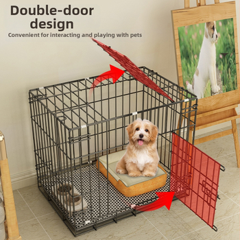 Κλουβί σκύλου από σίδερο με ενσωματωμένη τουαλέτα, για εσωτερική χρήση, ενισχυμένη κατασκευή