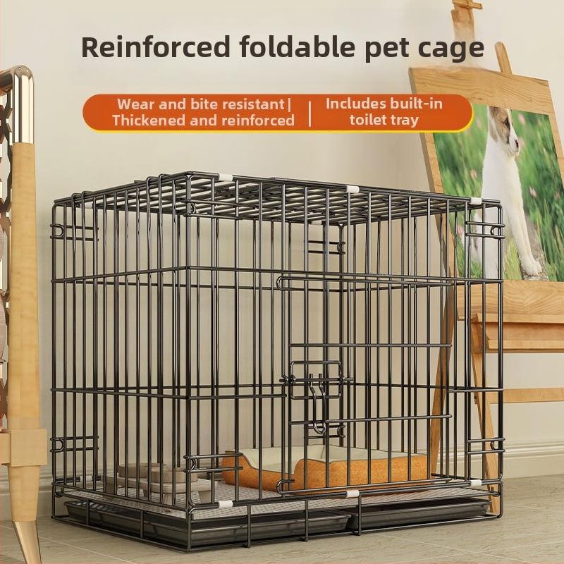 Κλουβί σκύλου από σίδερο με ενσωματωμένη τουαλέτα, για εσωτερική χρήση, ενισχυμένη κατασκευή