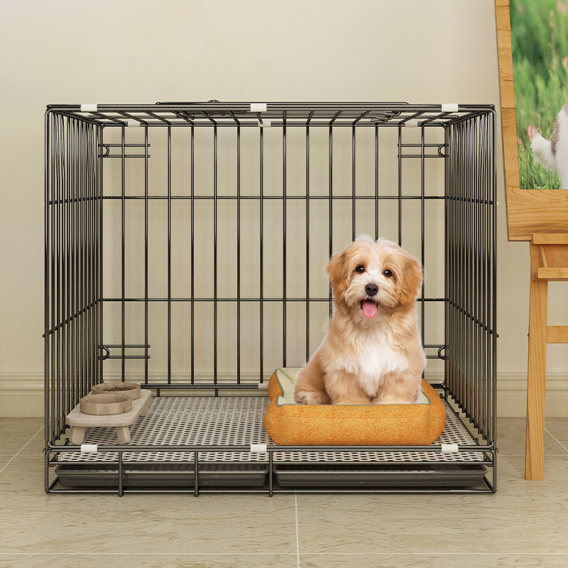 Κλουβί σκύλου από σίδερο με ενσωματωμένη τουαλέτα, για εσωτερική χρήση, ενισχυμένη κατασκευή