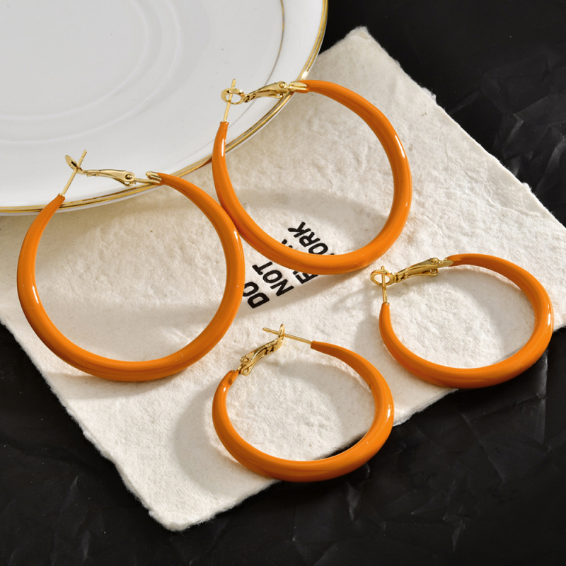 Cercei geometrici pentru urechi, cu acoperire aur din cupru, tehnică drip oil, YiHong, toamna 2025