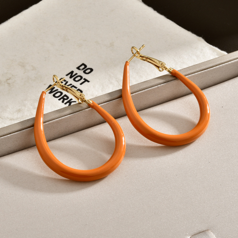 Cercei geometrici pentru urechi, cu acoperire aur din cupru, tehnică drip oil, YiHong, toamna 2025