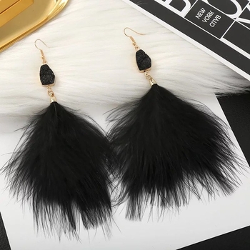 Cercei – pene, cu pietre montate, știfturi din fier, stil boem, lansare 2024