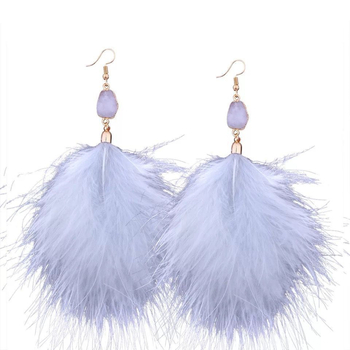 Cercei – pene, cu pietre montate, știfturi din fier, stil boem, lansare 2024