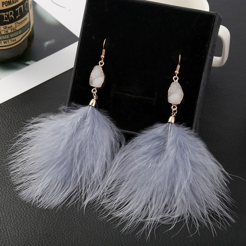 Cercei – pene, cu pietre montate, știfturi din fier, stil boem, lansare 2024