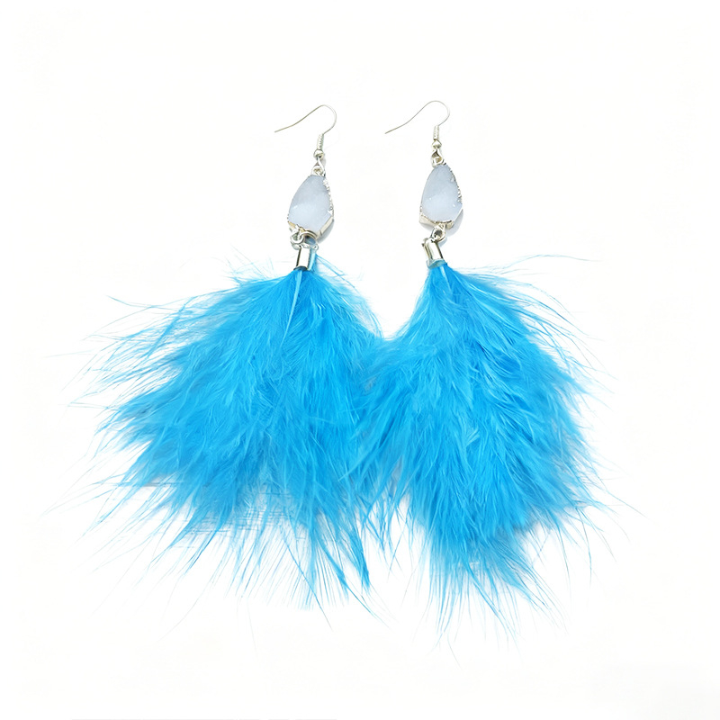 Cercei – pene, cu pietre montate, știfturi din fier, stil boem, lansare 2024