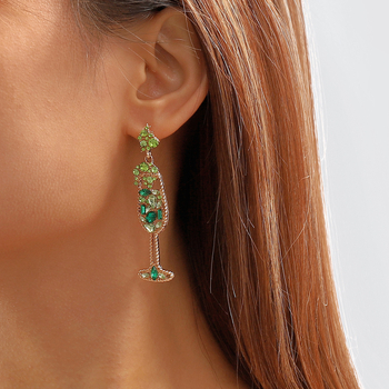 Cercei E9513: design geometric, formă de pahar, aliaj cu diamante și perle artificiale, electroplacare