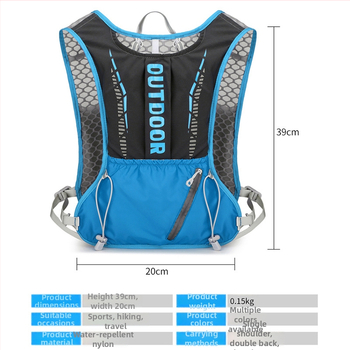 Rucsac sport ultraușor pentru ciclism și drumeții, cu bretele curbate, din nylon și căptușeală din poliester, unisex