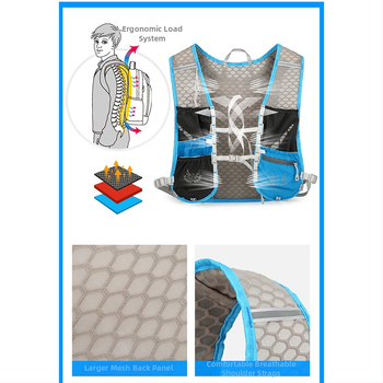 Rucsac sport ultraușor pentru ciclism și drumeții, cu bretele curbate, din nylon și căptușeală din poliester, unisex