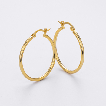 Cercei geometrici din argint 925, cerc tubular gol — ac de urechi din argint 925, placare electroplată