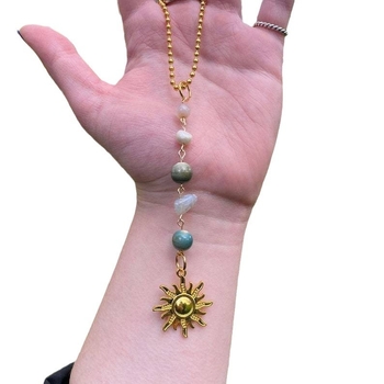 Pandantiv de mașină din cristal, ornament auto retro, model soare și lună/stele/univers, material cristal