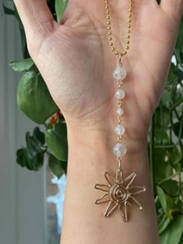 Pandantiv de mașină din cristal, ornament auto retro, model soare și lună/stele/univers, material cristal