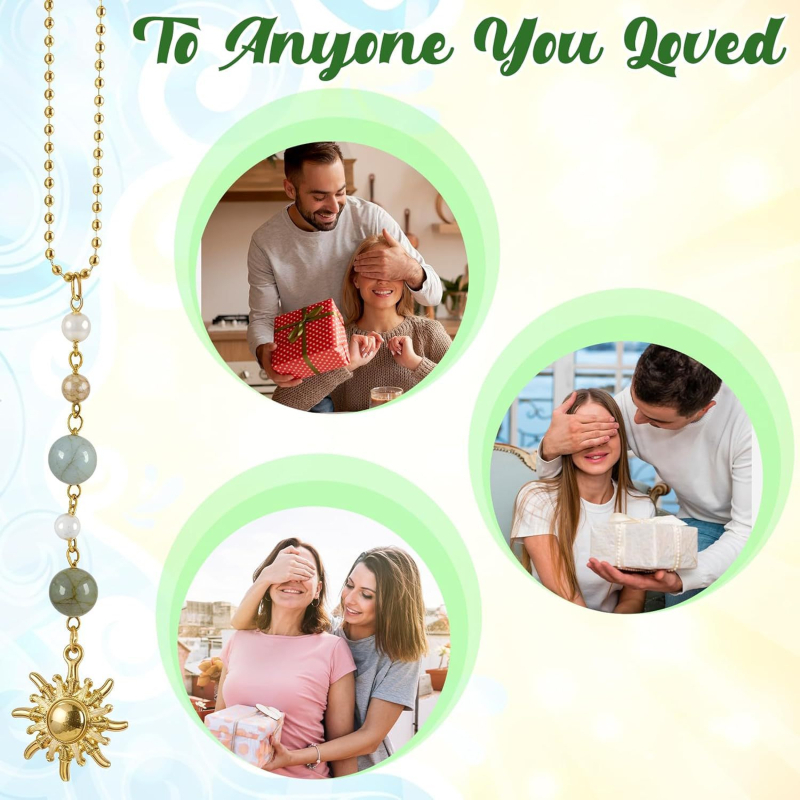 Pandantiv de mașină din cristal, ornament auto retro, model soare și lună/stele/univers, material cristal