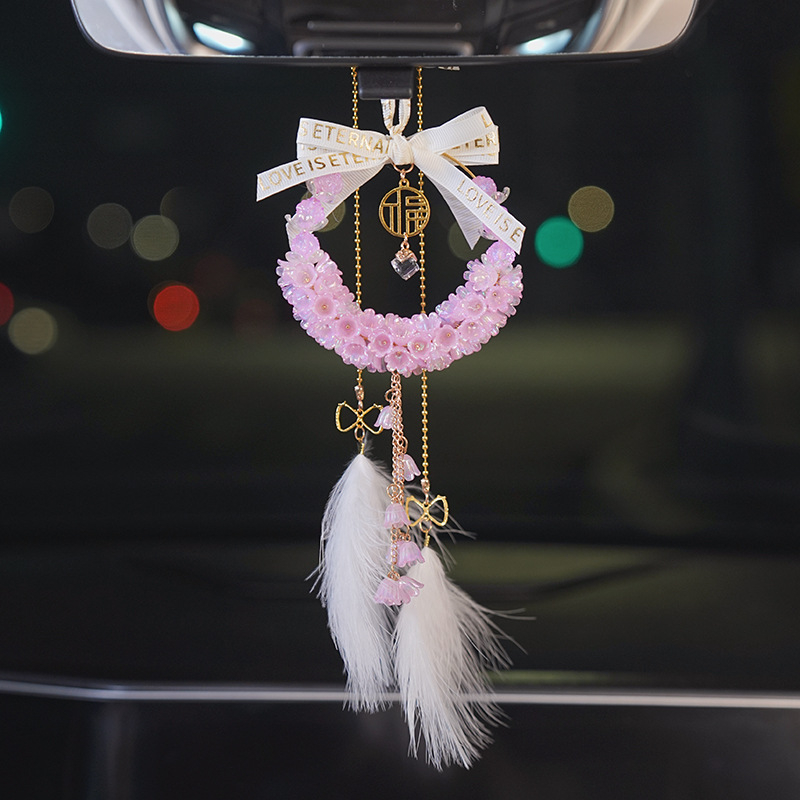 Krištalni unutarnji privjesak za automobil s motivom Lily of the Valley, dojam luksuza, prilagodljiv, ovlaštena privatna marka