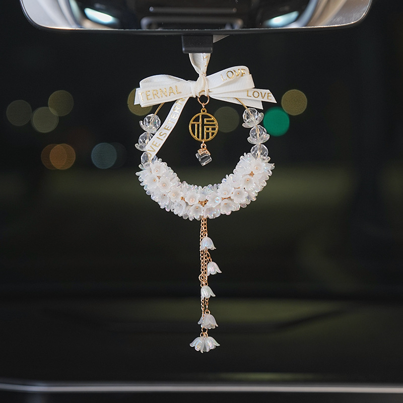 Krištalni unutarnji privjesak za automobil s motivom Lily of the Valley, dojam luksuza, prilagodljiv, ovlaštena privatna marka