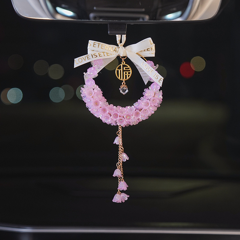 Krištalni unutarnji privjesak za automobil s motivom Lily of the Valley, dojam luksuza, prilagodljiv, ovlaštena privatna marka