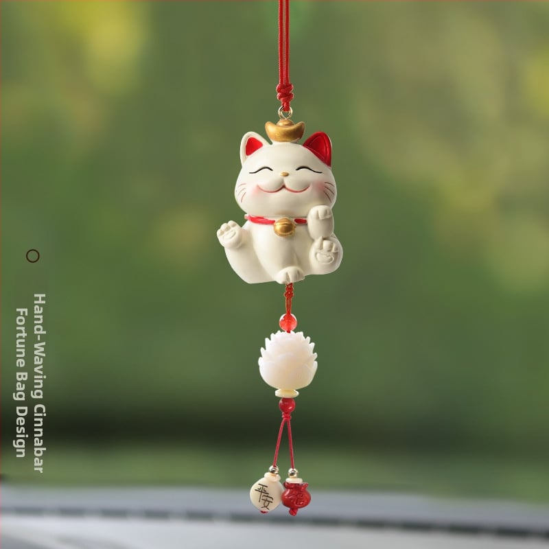 Xin Ku висулка за автомобил от смола за огледало за обратно виждане – котка късмет, благословия, прост вътрешен декор