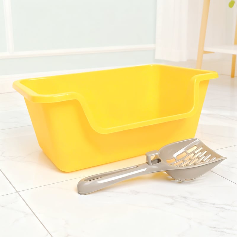 Котешка кутия за пясък, ПП материал, квадратна форма, отворена тоалетна, стандартни спецификации