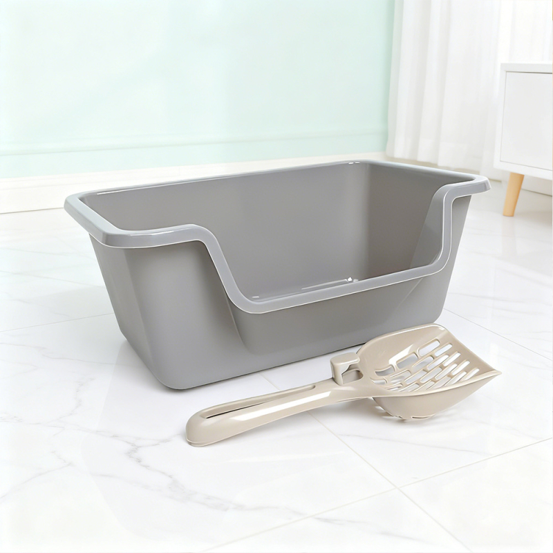 Котешка кутия за пясък, ПП материал, квадратна форма, отворена тоалетна, стандартни спецификации