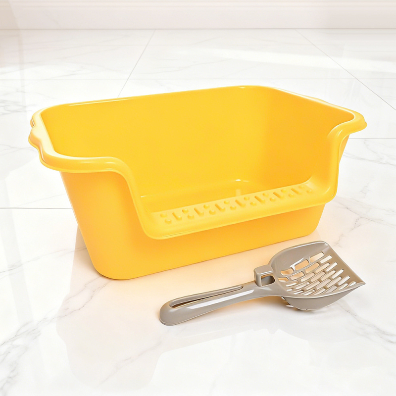 Котешка кутия за пясък, ПП материал, квадратна форма, отворена тоалетна, стандартни спецификации