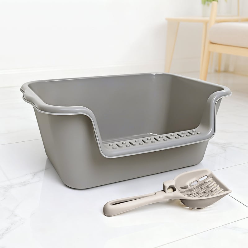 Котешка кутия за пясък, ПП материал, квадратна форма, отворена тоалетна, стандартни спецификации