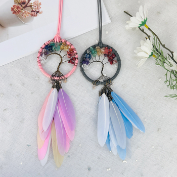 Висулка за кола с ловец на сънища, пера, минималистичен стил, вътрешен декор за автомобила, подарък