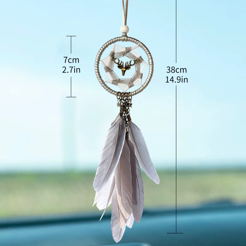 Висулка за кола с ловец на сънища, пера, минималистичен стил, вътрешен декор за автомобила, подарък