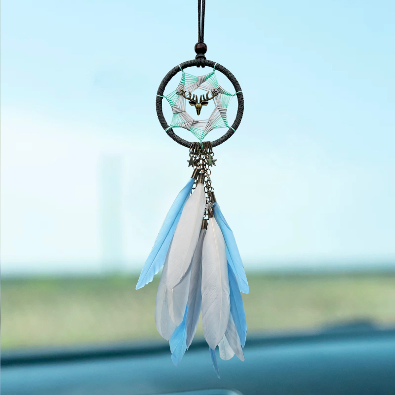 Висулка за кола с ловец на сънища, пера, минималистичен стил, вътрешен декор за автомобила, подарък