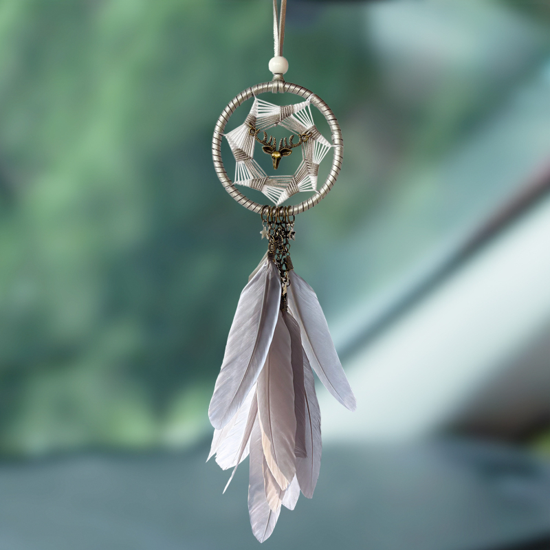 Висулка за кола с ловец на сънища, пера, минималистичен стил, вътрешен декор за автомобила, подарък