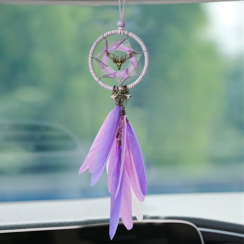 Висулка за кола с ловец на сънища, пера, минималистичен стил, вътрешен декор за автомобила, подарък