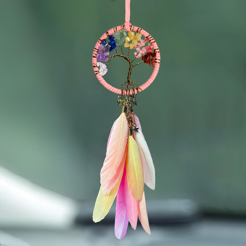 Висулка за кола с ловец на сънища, пера, минималистичен стил, вътрешен декор за автомобила, подарък