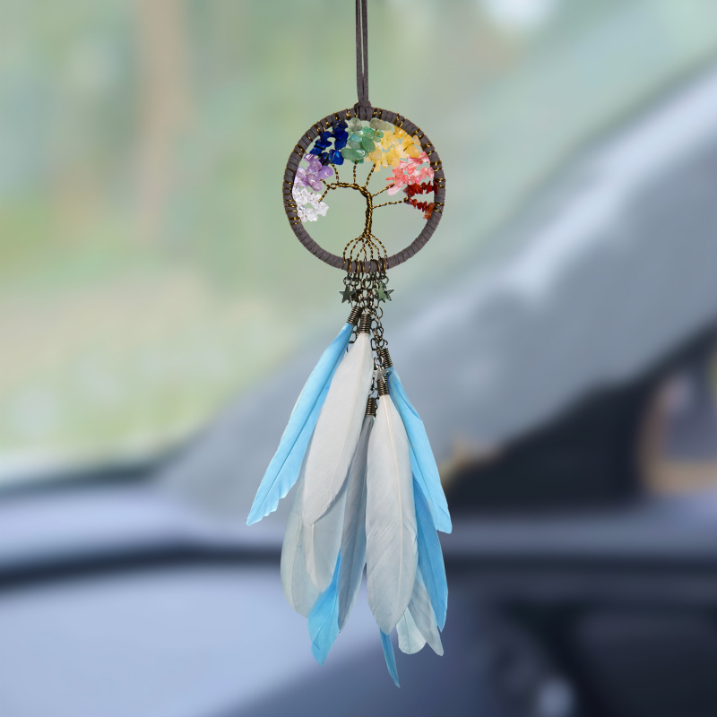 Висулка за кола с ловец на сънища, пера, минималистичен стил, вътрешен декор за автомобила, подарък