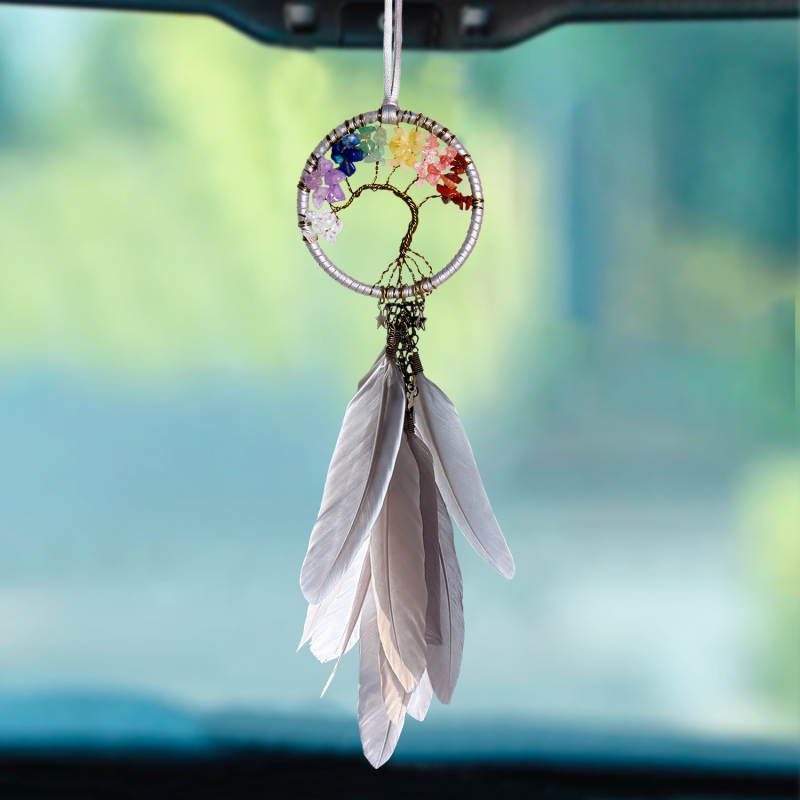 Висулка за кола с ловец на сънища, пера, минималистичен стил, вътрешен декор за автомобила, подарък