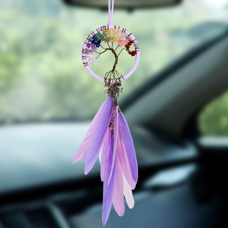 Висулка за кола с ловец на сънища, пера, минималистичен стил, вътрешен декор за автомобила, подарък